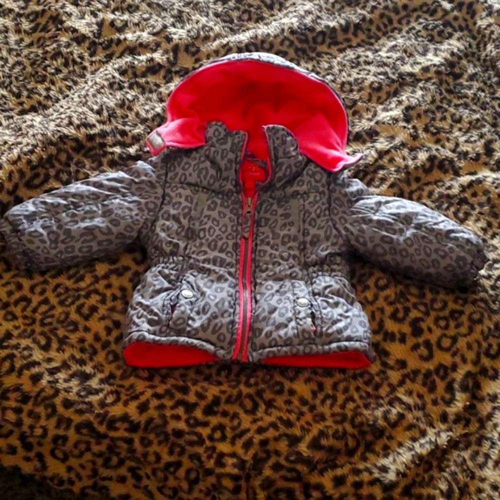 18M Girls Winter Jacket...Leopard Black/Grey/Pink
